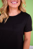 SSYS Black Crew Neck Short Sleeve Air Dress