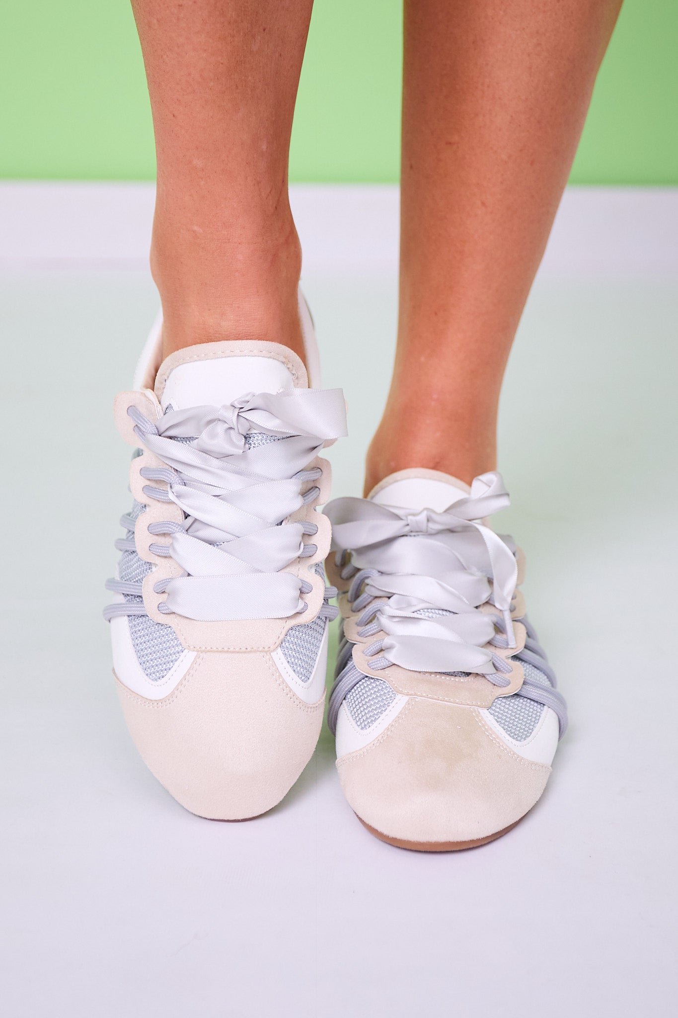 Shu Shop Light Grey Ballet Lace Up Sneakers