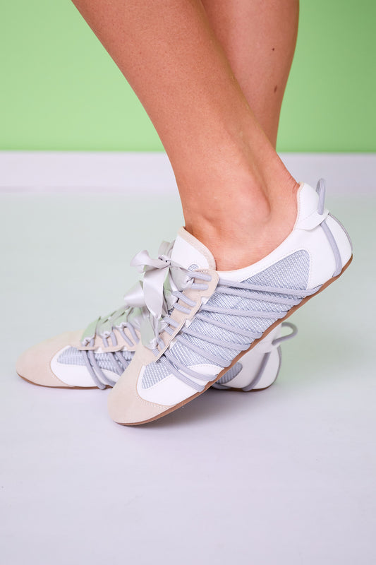 Shu Shop Light Grey Ballet Lace Up Sneakers