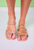 Tan Double Strap Molten Studded Sandals