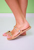 Tan Double Strap Molten Studded Sandals