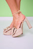 Natural Linen Bow Heels