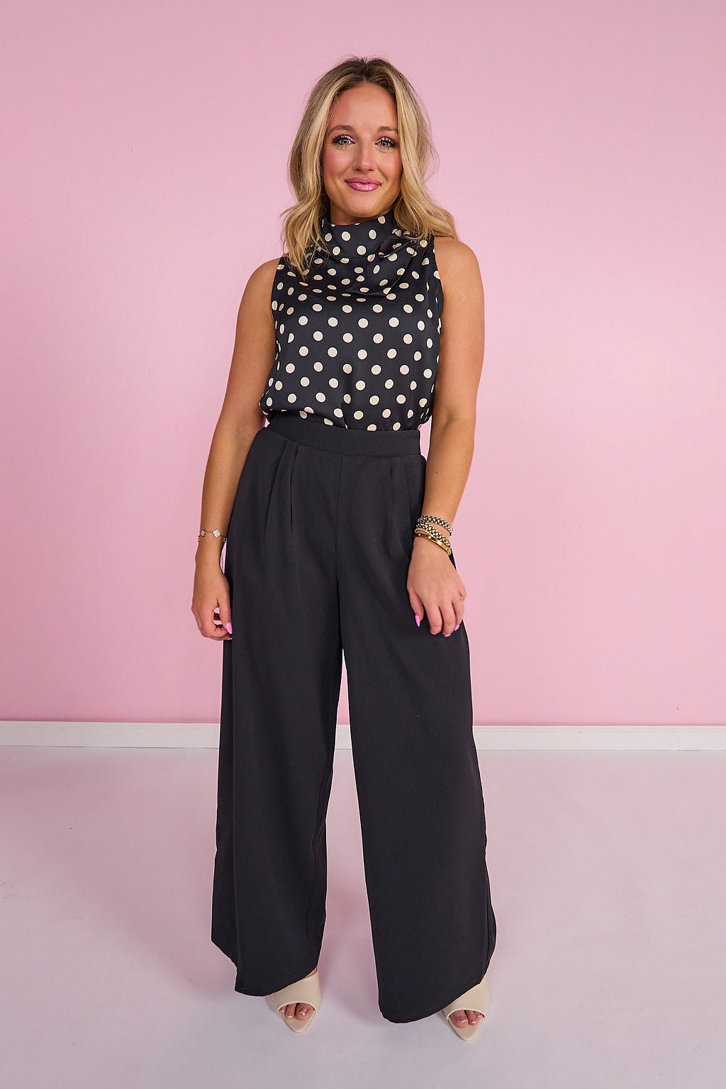SSYS Claudia Polka Dot Bow Top In Black