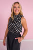 SSYS Claudia Polka Dot Bow Top In Black