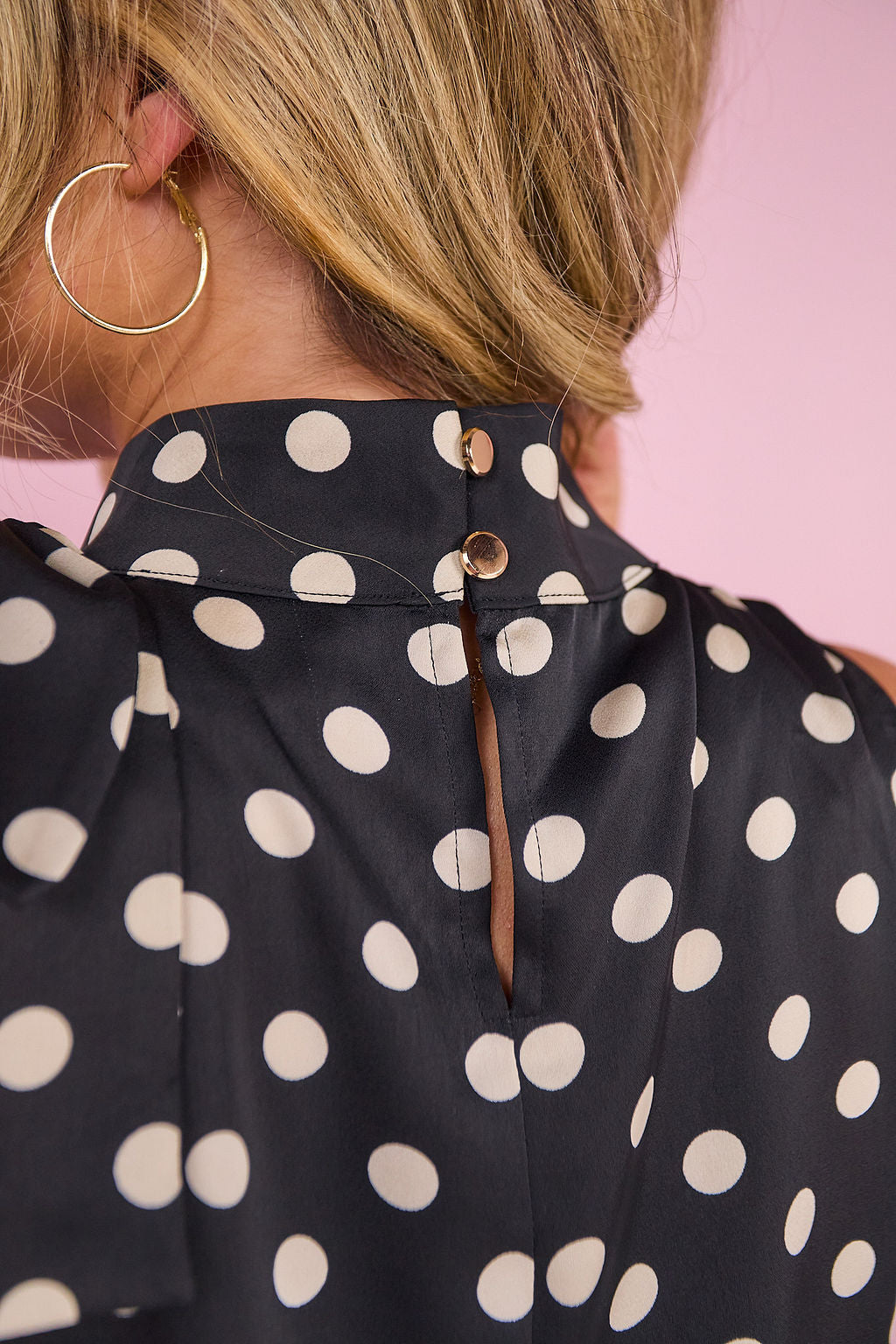 SSYS Claudia Polka Dot Bow Top In Black