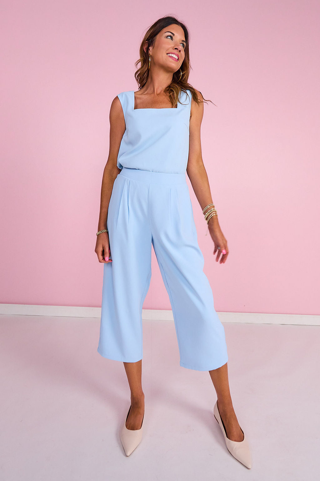SSYS Jules Barrel Crop Trousers In Light Blue