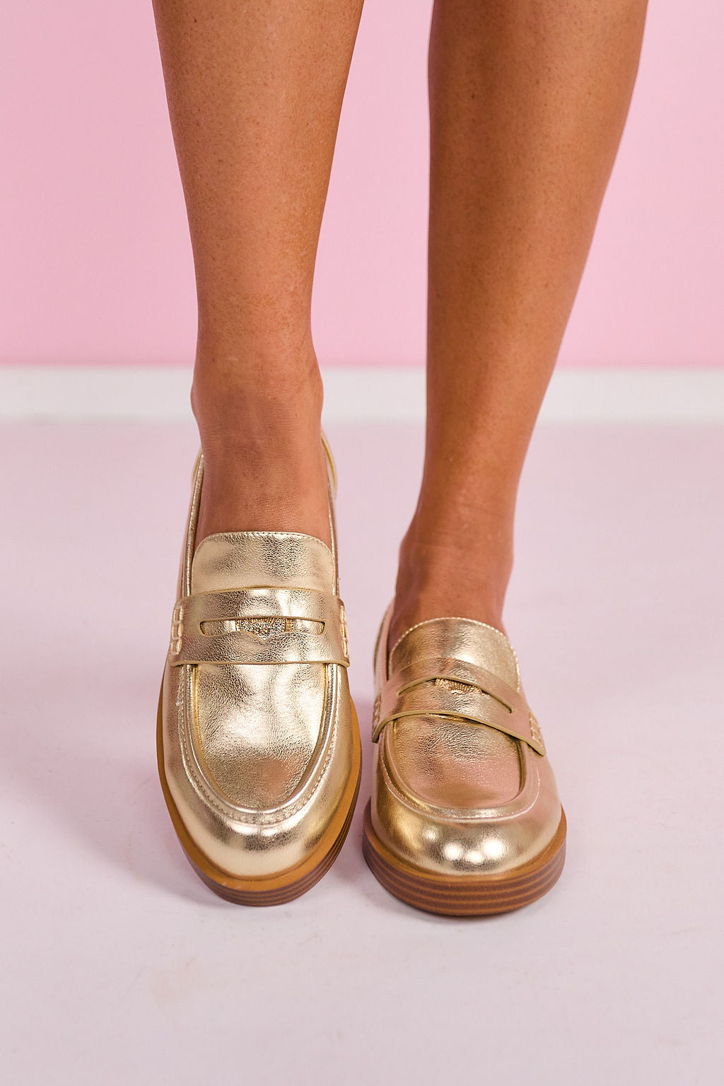 Chinese Laundry Gold Metallic Loafers