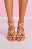 Shu Shop Camel Croc Strappy Heels