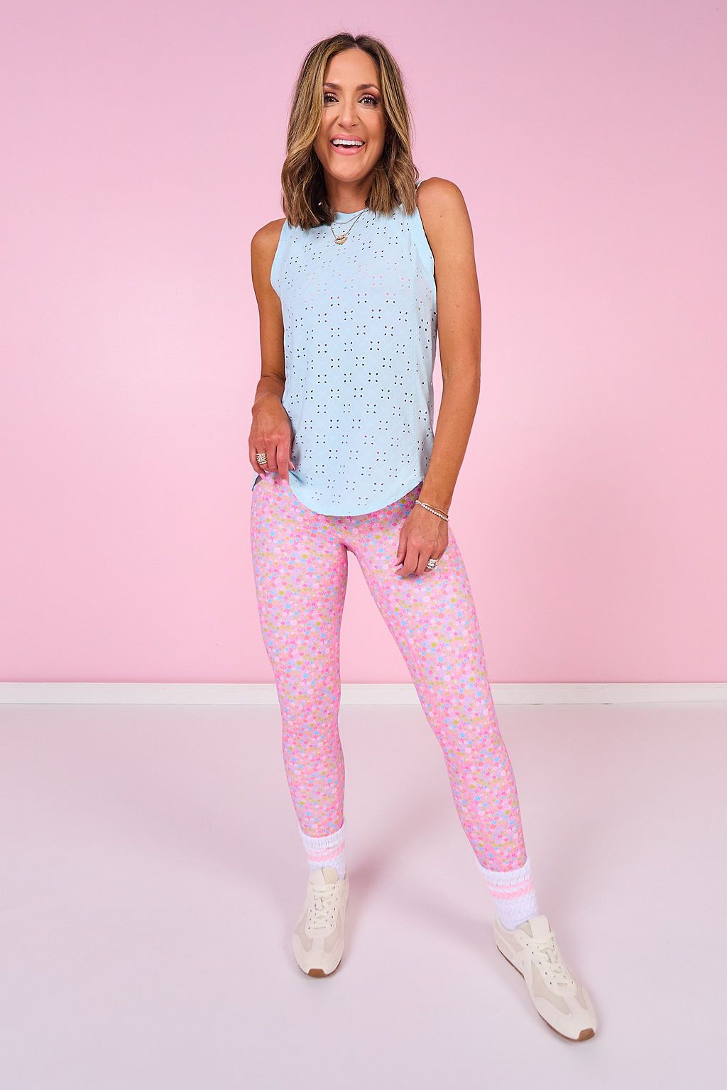 SSYS Eyelet Muscle Tank Active Top In Blue