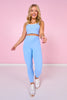 SSYS Blue Layered Sports Bra In Blue Gingham Contrast