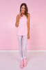 SSYS Signature Pastel Pink Sleeveless Frill V Neck Active Top