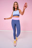 SSYS Baby Pink and Baby Blue Contrast Ribbed Slate Blue High Waist Leggings