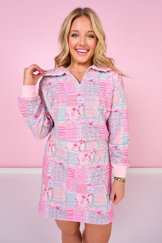 SSYS Pastel Mixed Print Quilted Skort Set