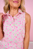 SSYS Pink Blossoms Sleeveless Polo and Pleated Skort Pickleball Set