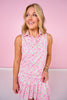 SSYS Pink Blossoms Sleeveless Polo and Pleated Skort Pickleball Set