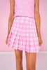 SSYS Pink Mixed Gingham Sleeveless Polo and Pleated Skort Pickleball Set