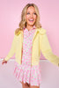 SSYS Lucy Lightweight Full Zip Scallop Collar In Butter Yellow