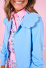 SSYS Lucy Lightweight Full Zip Scallop Collar In Cornflower Blue