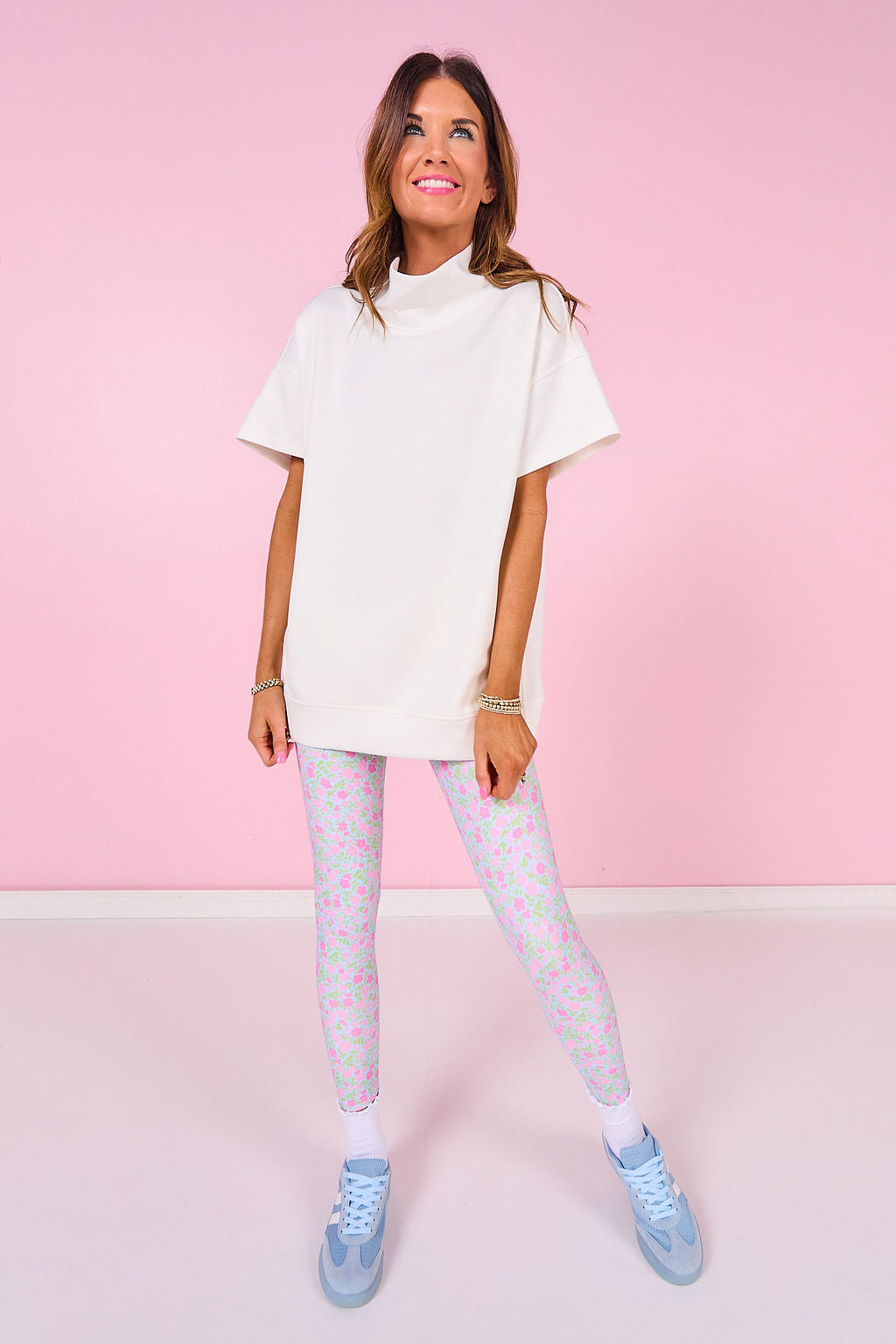 SSYS Gigi Air Mock Neck Short Sleeve Pullover In Ivory