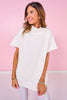 SSYS Gigi Air Mock Neck Short Sleeve Pullover In Ivory