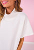 SSYS Gigi Air Mock Neck Short Sleeve Pullover In Ivory