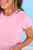 SSYS Light Pink Ribbed Short Sleeve Tee Shirt