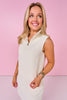 SSYS Paula Quilted Animal Sleeveless Top with Covered Zipper Placket In Ivory