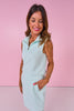SSYS Paula Quilted Animal Sleeveless Top with Covered Zipper Placket In Blue
