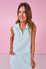 SSYS Paula Quilted Animal Sleeveless Top with Covered Zipper Placket In Blue