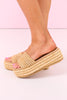 Natural Raffia Platform Slide Sandals