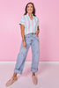 SSYS Susie Short Sleeve Striped Top In Lavender Stripe