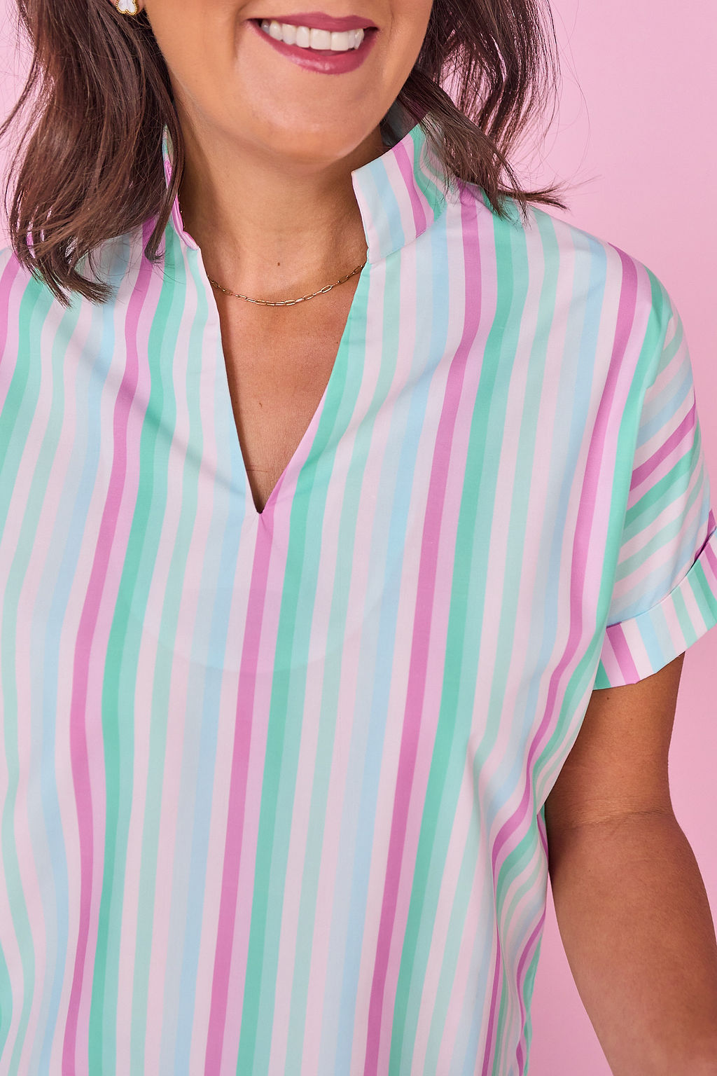SSYS Susie Short Sleeve Striped Top In Lavender Stripe