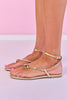 Gold Metallic Embellished Thong Slingback Sandals