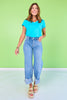 SSYS Ribbed V Neck Tee Shirt In Teal