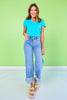 SSYS Ribbed V Neck Tee Shirt In Teal