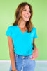 SSYS Ribbed V Neck Tee Shirt In Teal