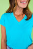 SSYS Ribbed V Neck Tee Shirt In Teal