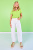 SSYS Ribbed V Neck Tee Shirt In Lime