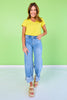 SSYS Ribbed V Neck Tee Shirt In Yellow