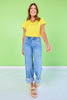 SSYS Ribbed V Neck Tee Shirt In Yellow