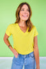SSYS Ribbed V Neck Tee Shirt In Yellow