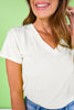 SSYS Signature V Neck Tee Shirt In Ivory