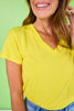 SSYS Ribbed V Neck Tee Shirt In Yellow