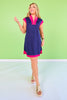 SSYS Navy and Dark Pink Cap Sleeve Colorblock Air Dress