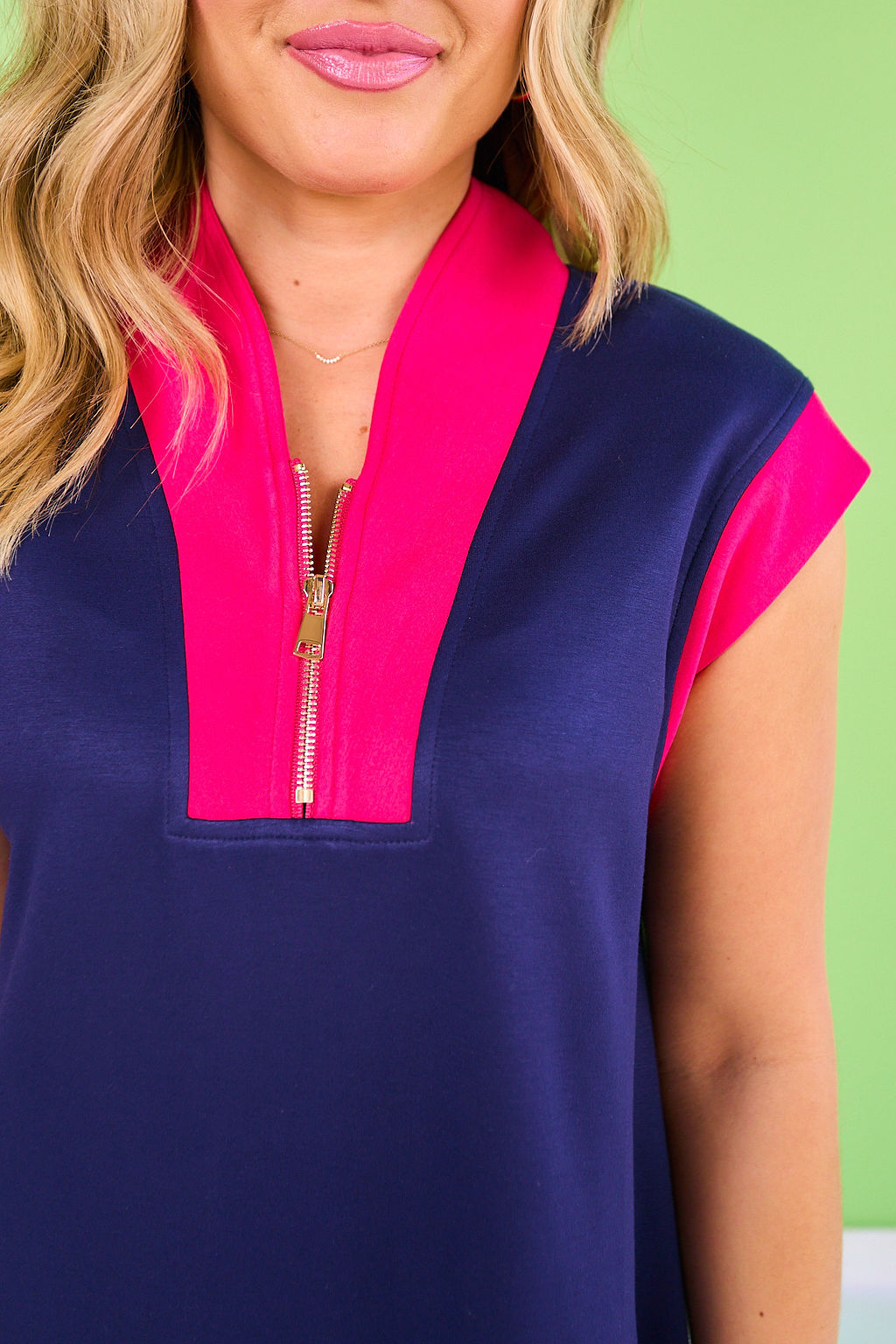 SSYS Navy and Dark Pink Cap Sleeve Colorblock Air Dress