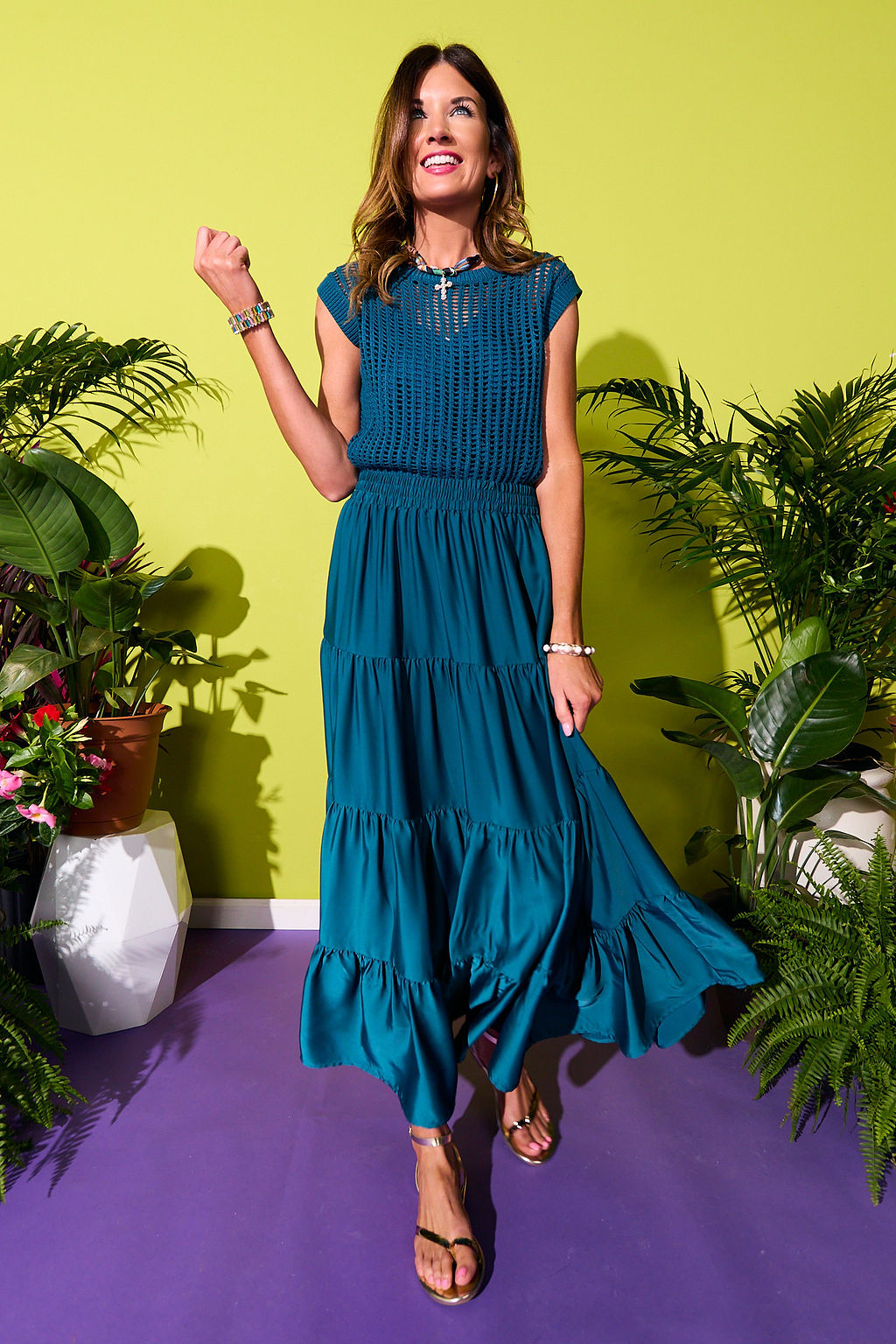 SSYS Sadie Satin Maxi Skirt In Dark Blue