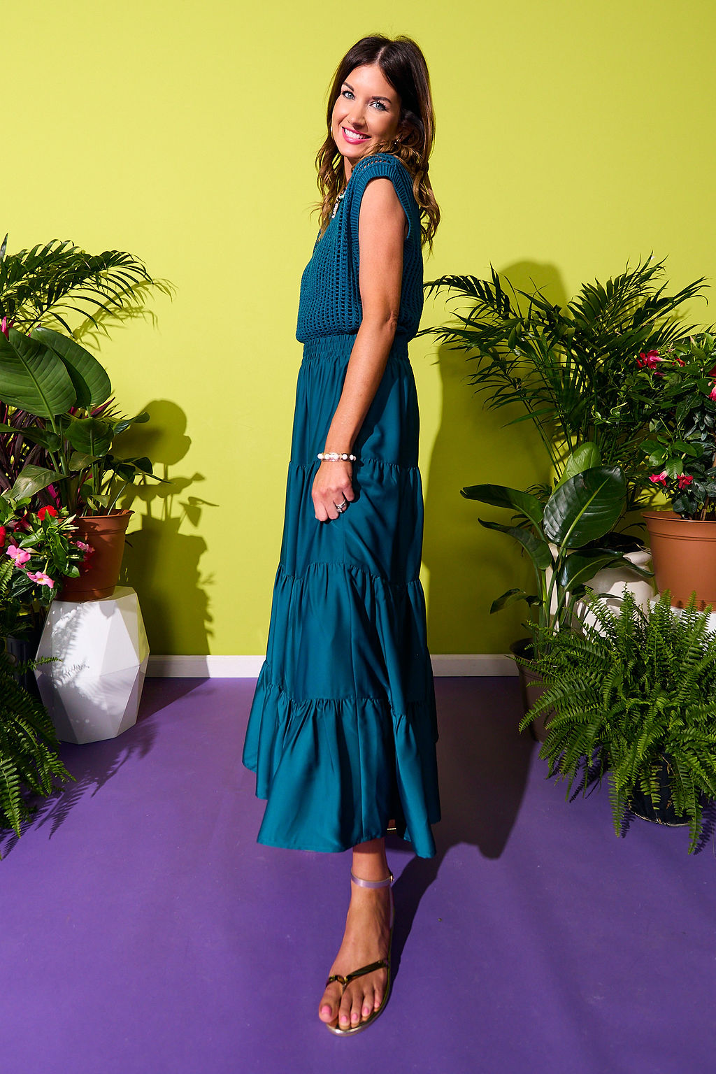 SSYS Trina Crochet Cap Sleeve Top In Teal