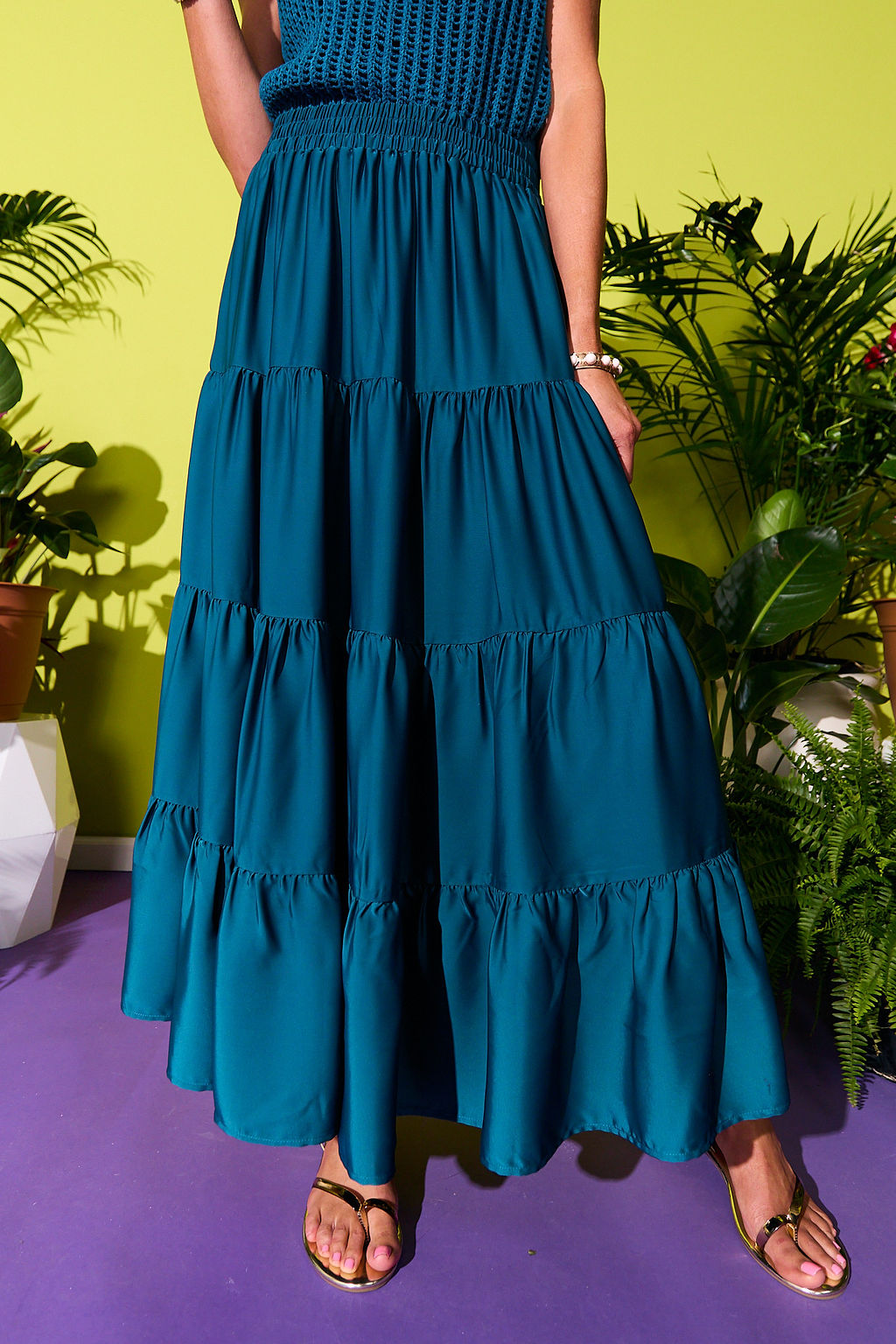SSYS Sadie Satin Maxi Skirt In Dark Blue