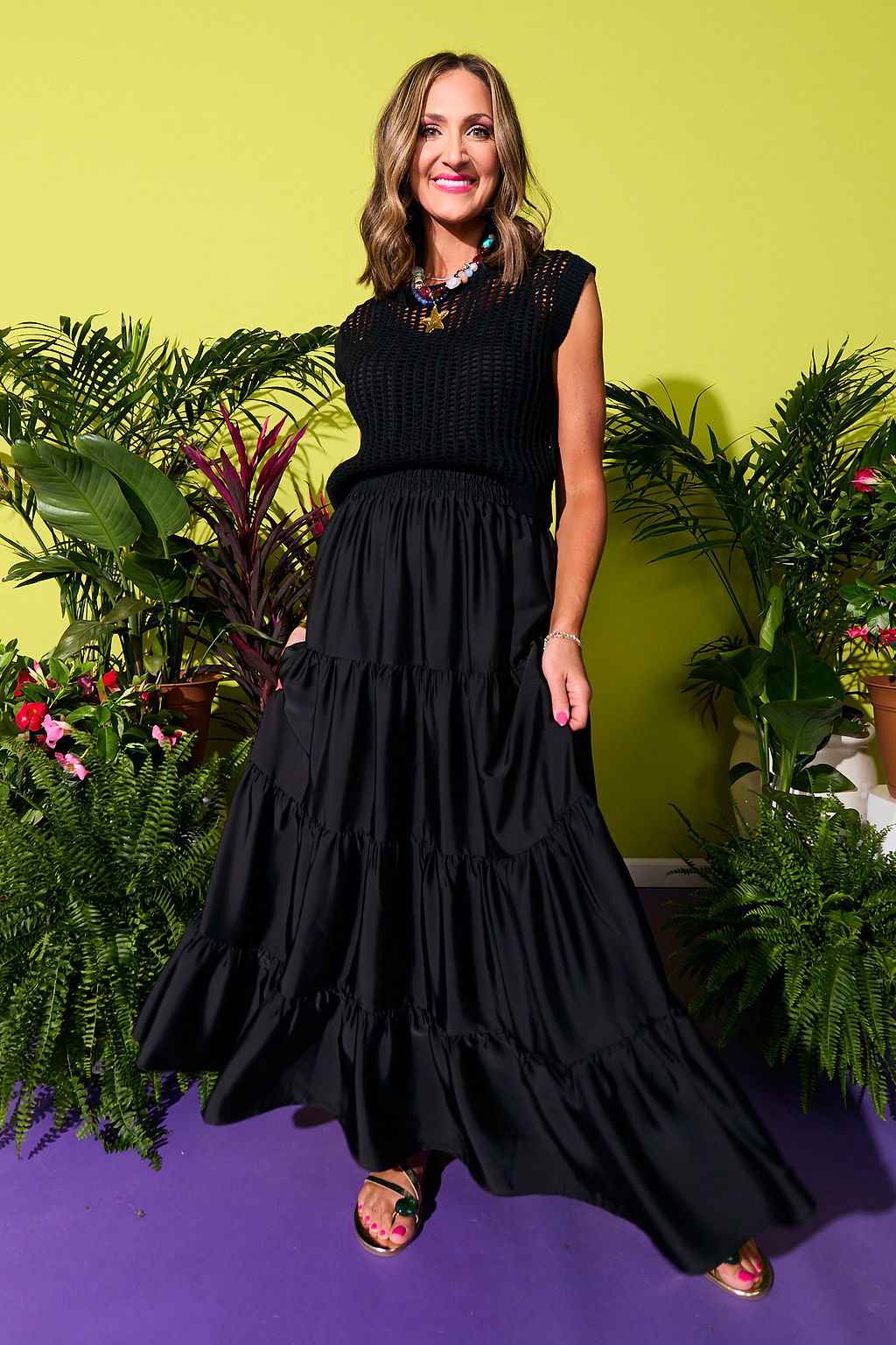 SSYS Sadie Satin Maxi Skirt In Black