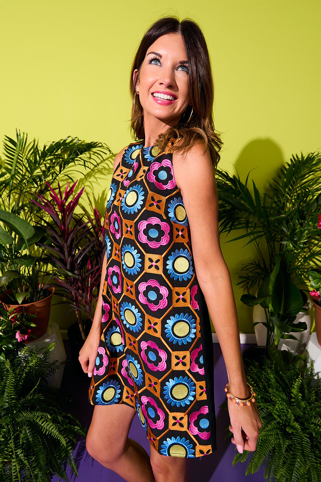 SSYS Clover Abstract Floral Embroidered Dress In Black